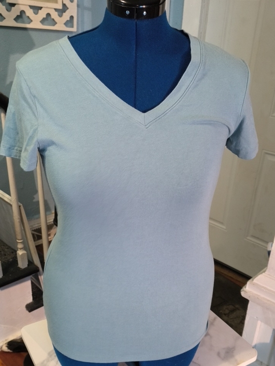 Zenana Outfitters Tops - Zenana Classic V-Neck Women's Tee - Light Blue/Gray